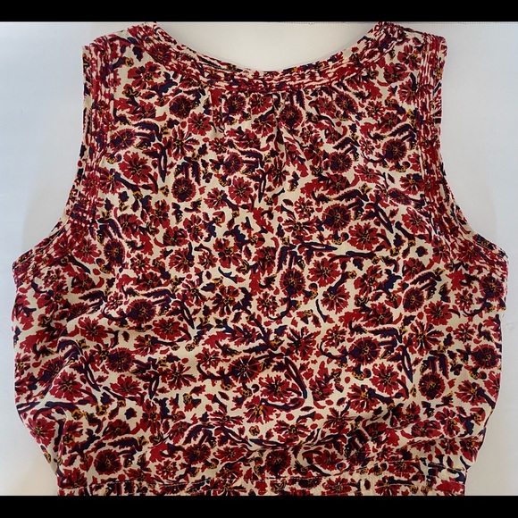 Lucky Brand Sleeveless Pullover Dress Draw String Waist Floral Lined Size Small - Picture 12 of 15